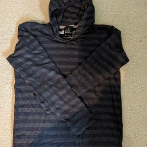 Prana, size large, long sleeve, blue stripped hoodie
